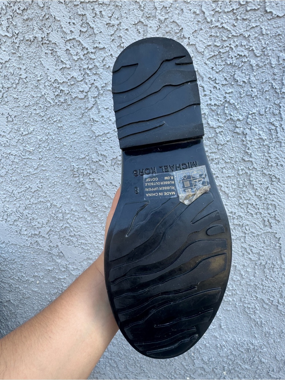 Michael Kors Black Glossy Rain Ankle Boots Size 8 - MK Fulton Waterproof - Picture 6 of 14